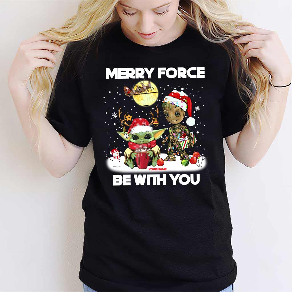 Personalized Merry Force Be With You Christmas T-shirt & Hoodie Gift