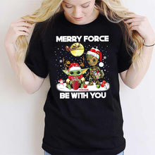 Load image into Gallery viewer, Personalized Merry Force Be With You Christmas T-shirt &amp; Hoodie Gift
