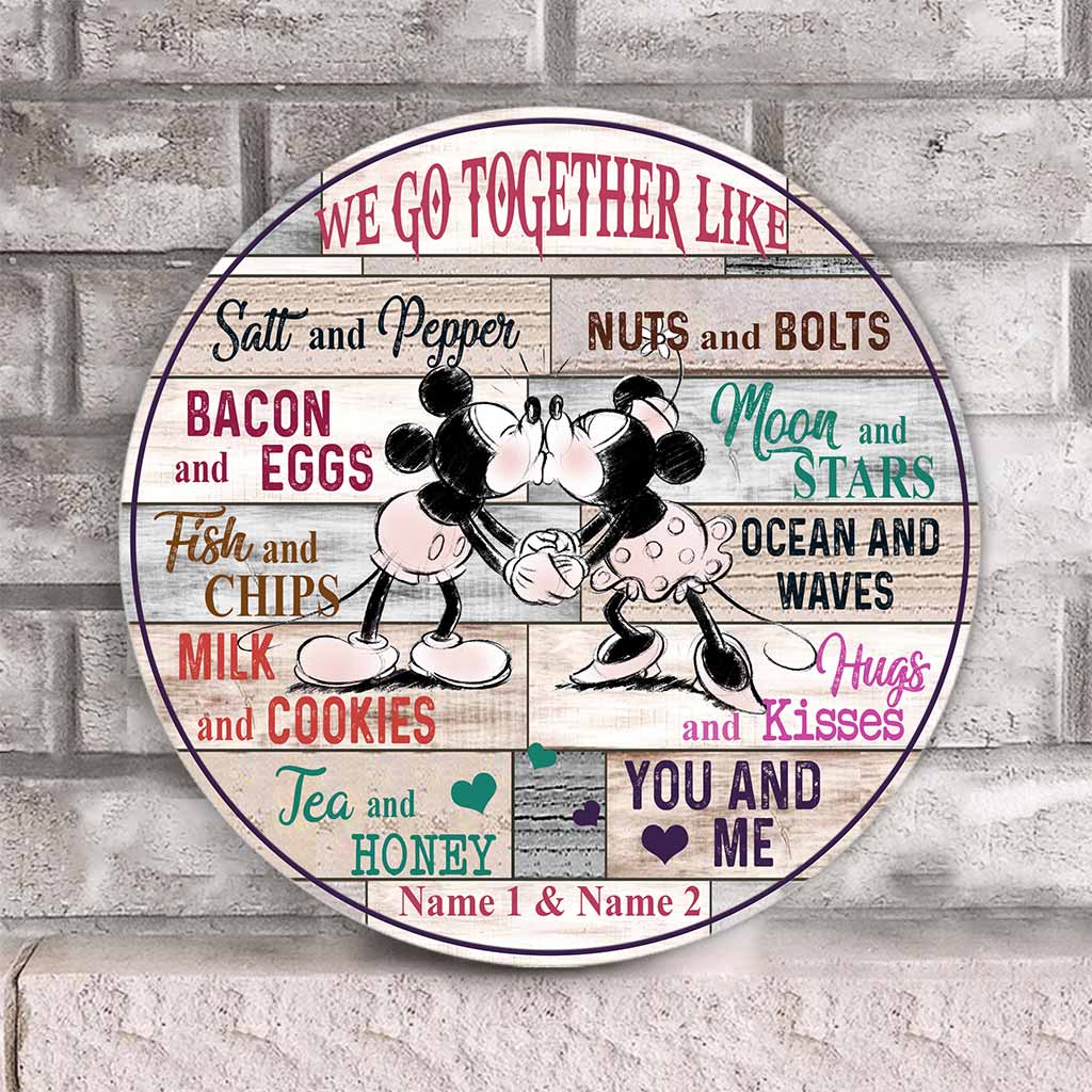 Personalized Round Wood Sign for Couples - Custom Name Gift