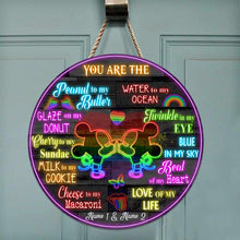 Load image into Gallery viewer, Personalized Round Wood Sign Couples Gift LGBT Support Custom Names
