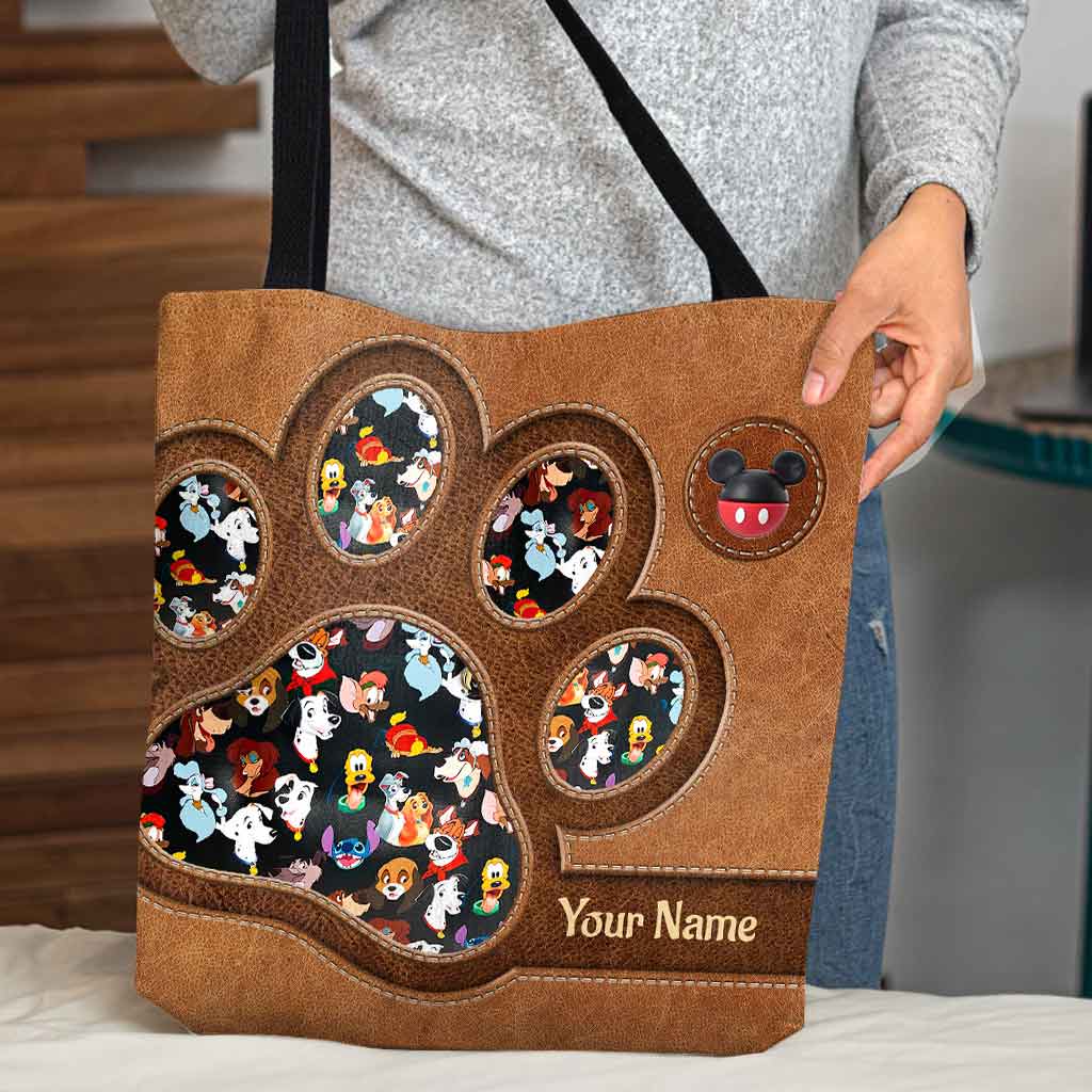 Personalized Paw Print Tote Bag Custom Name Gift for Kids
