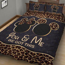 Load image into Gallery viewer, Personalized Leopard Print Quilt Set Custom Names Gift for Couples

