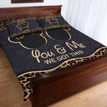 Load image into Gallery viewer, Personalized Leopard Print Quilt Set Custom Names Gift for Couples
