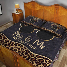Load image into Gallery viewer, Personalized Leopard Print Quilt Set Custom Names Gift for Couples
