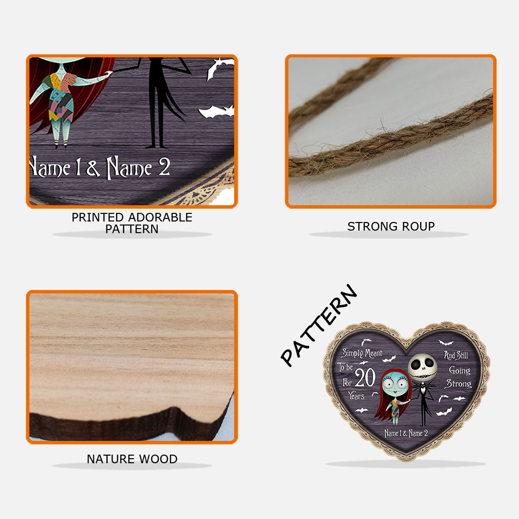 Personalized Heart Wood Sign Custom Names 20 Years Gift for Couples