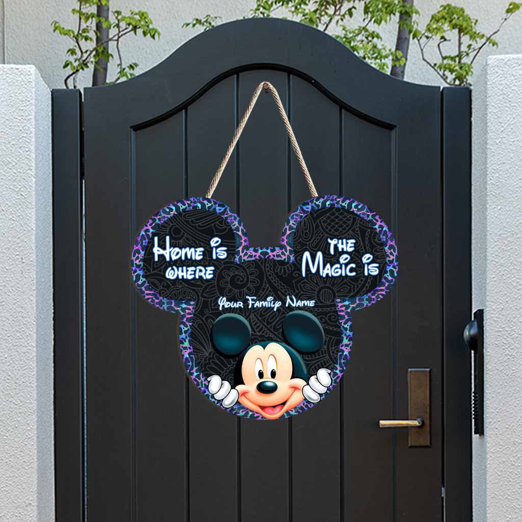 Personalized Mickey Mouse Wood Sign Custom Family Name Gift