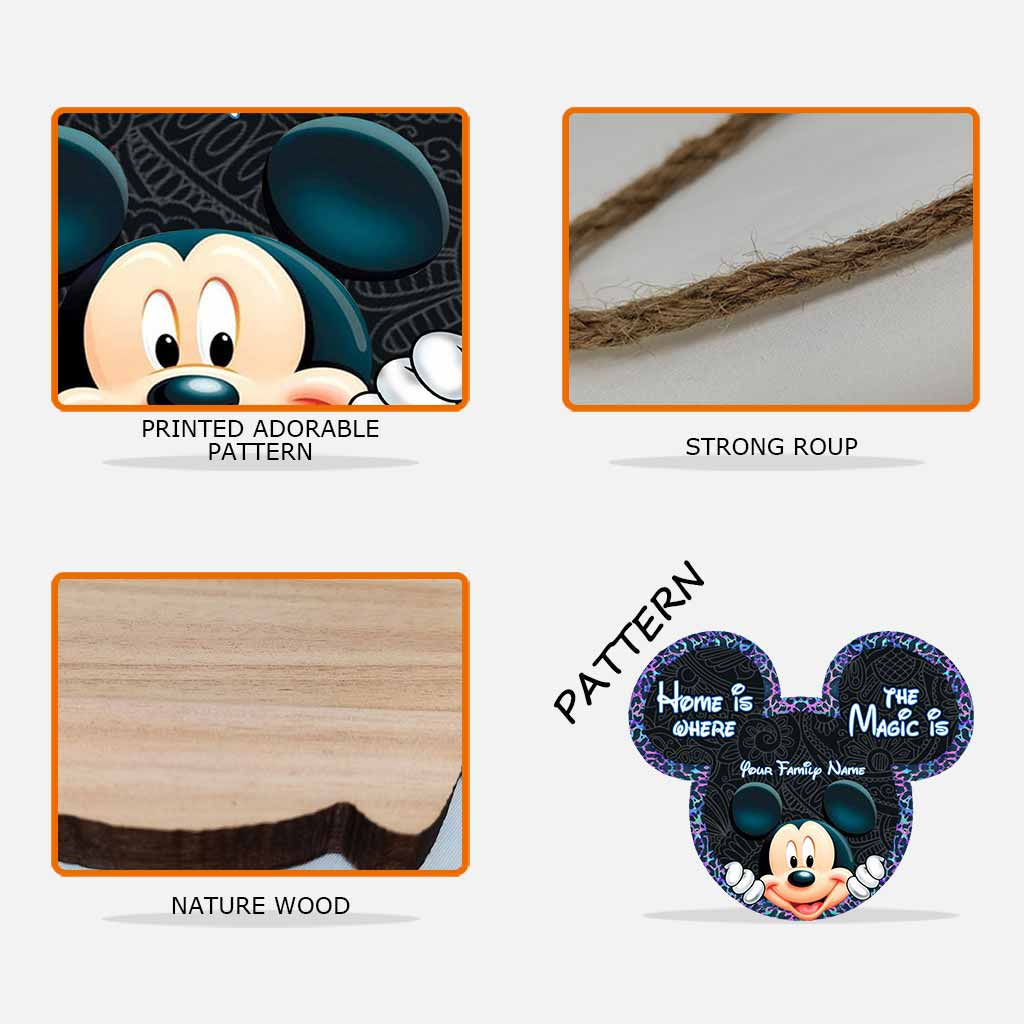 Personalized Mickey Mouse Wood Sign Custom Family Name Gift