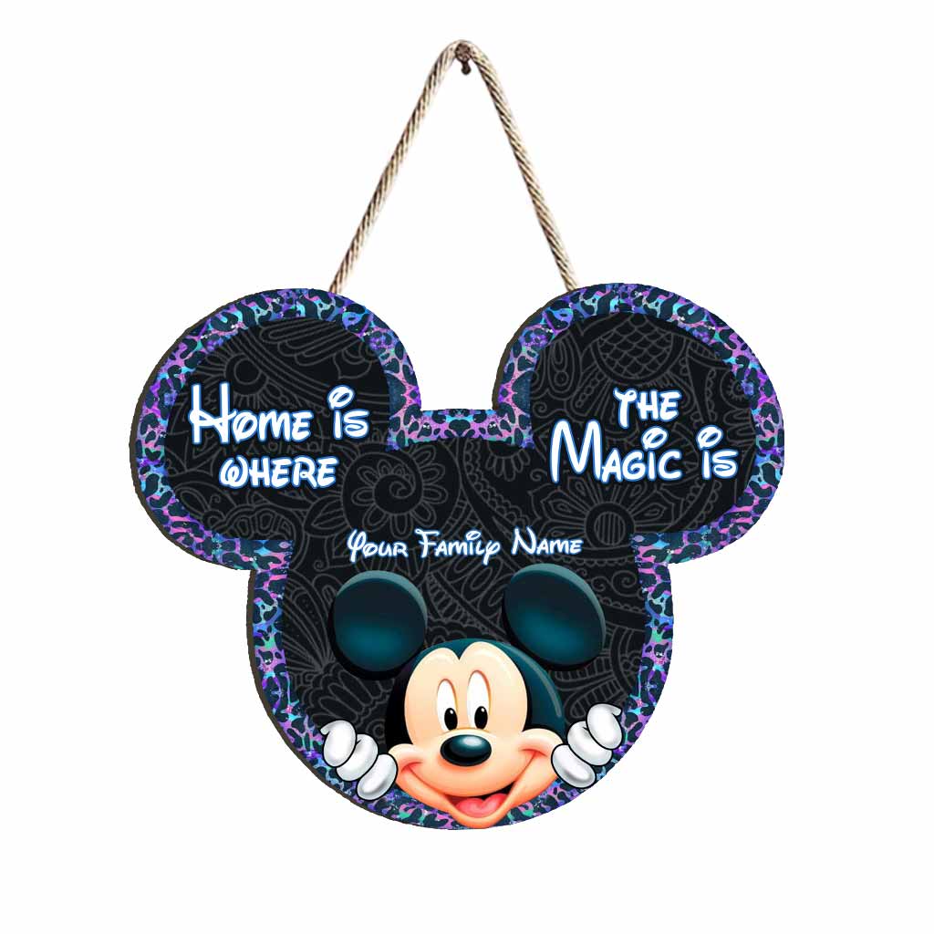 Personalized Mickey Mouse Wood Sign Custom Family Name Gift