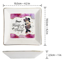 Load image into Gallery viewer, Personalized Ceramic Jewelry Dish Custom Name Engagement Gift
