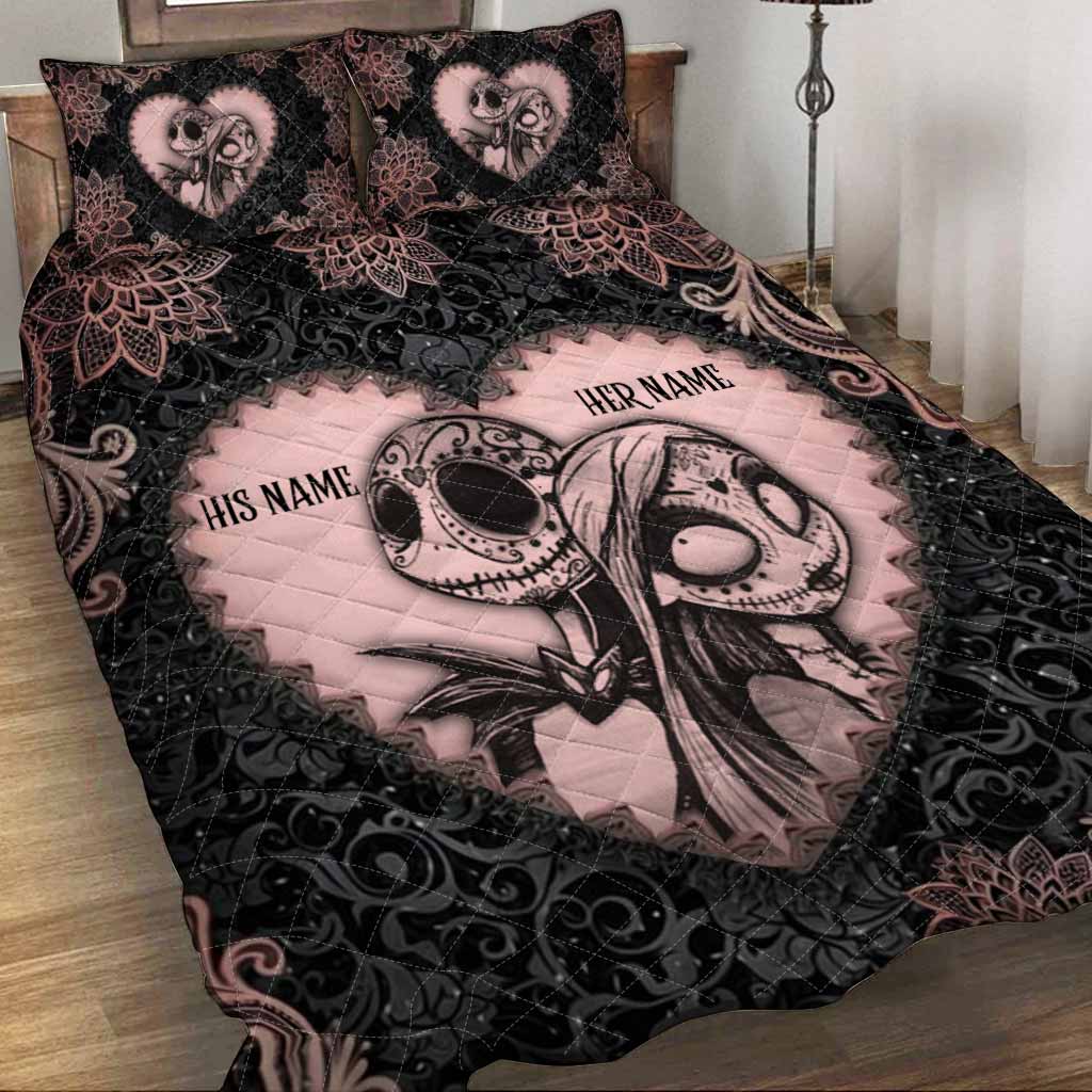 Personalized Nightmare Quilt Set with Custom Names for Couples