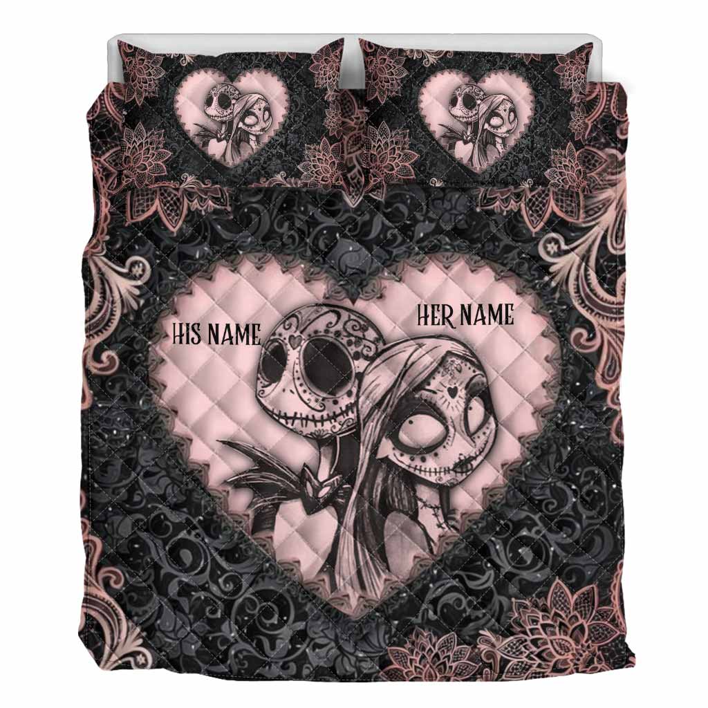 Personalized Nightmare Quilt Set with Custom Names for Couples