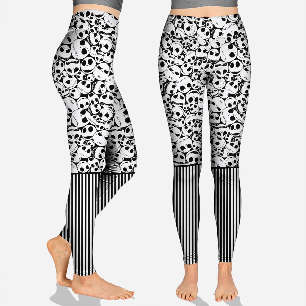 Personalized Skull Print Hoodie and Leggings Set for Her - Custom Name Gift