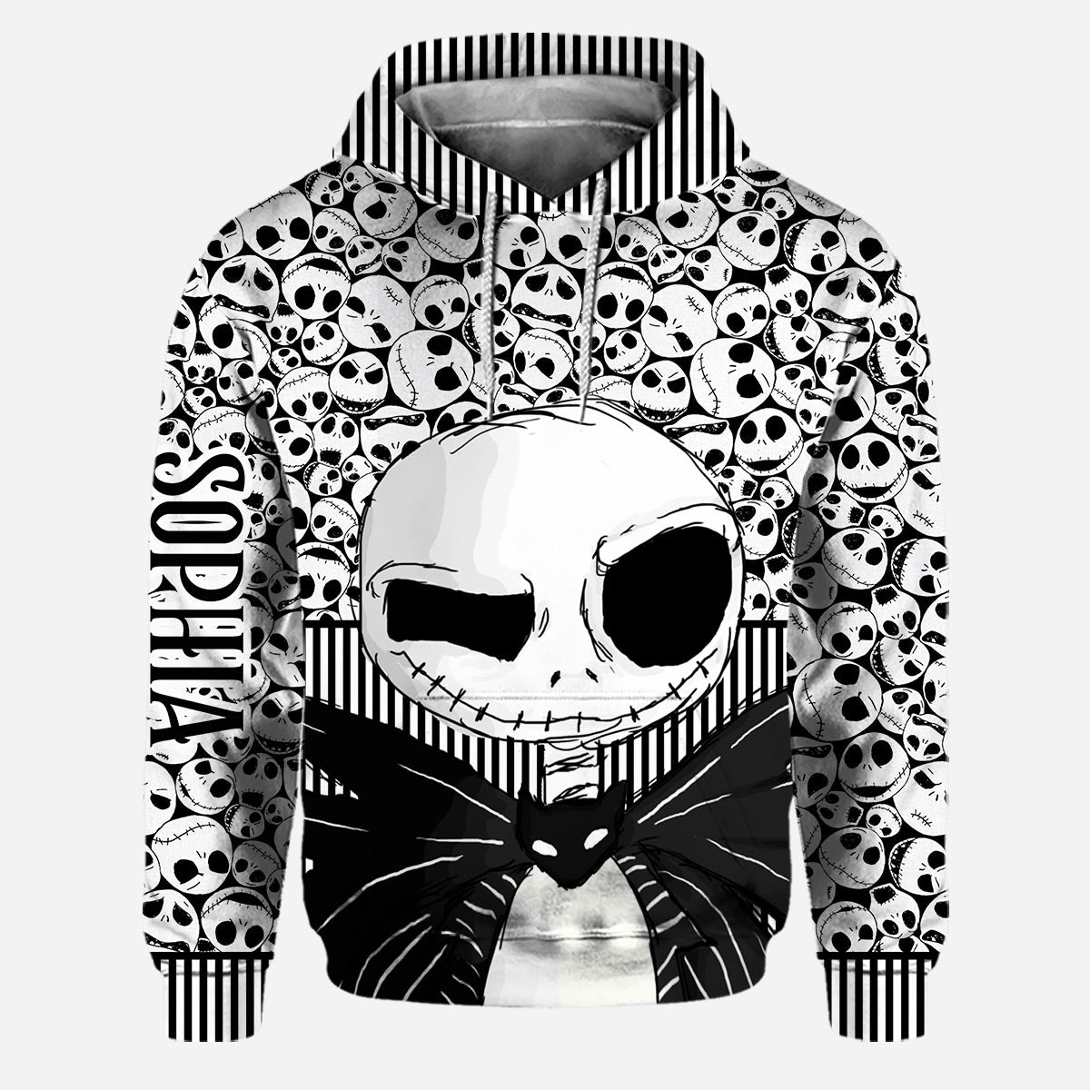 Personalized Skull Print Hoodie and Leggings Set for Her - Custom Name Gift