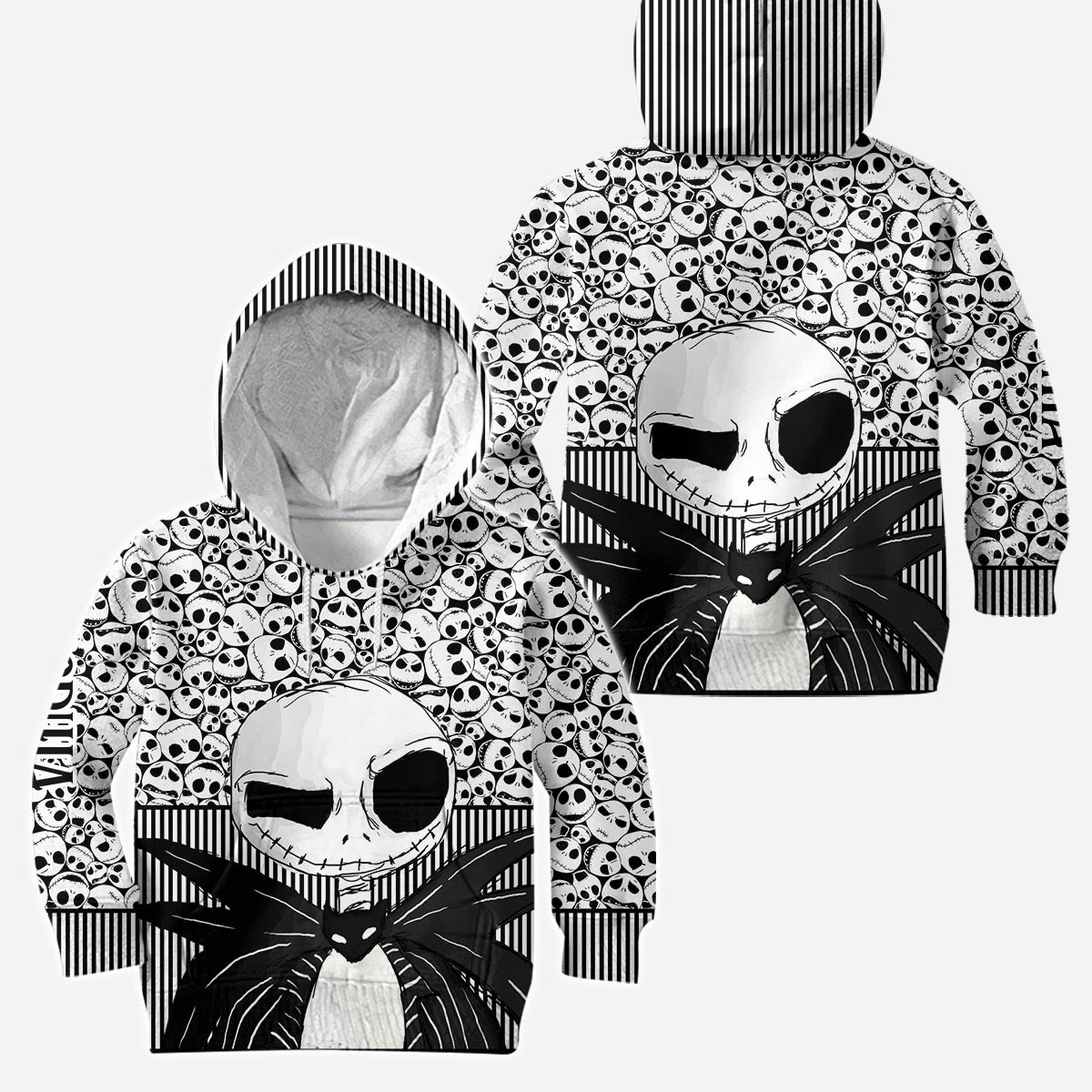 Personalized Skull Print Hoodie and Leggings Set for Her - Custom Name Gift