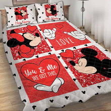 Load image into Gallery viewer, Personalized Mickey Mouse Quilt Set Custom Names Gift for Couples
