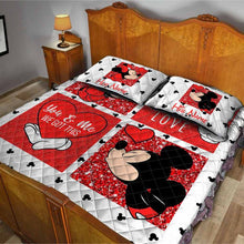 Load image into Gallery viewer, Personalized Mickey Mouse Quilt Set Custom Names Gift for Couples
