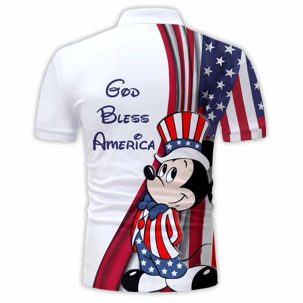 Personalized Independence Day Polo Shirt with Flags for Dad