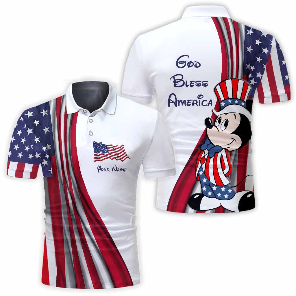 Personalized Independence Day Polo Shirt with Flags for Dad