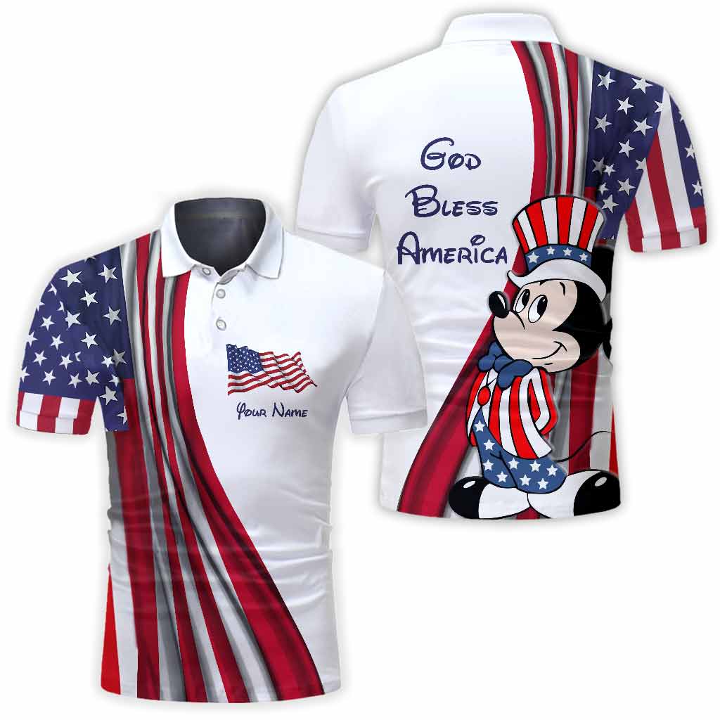 Personalized Independence Day Polo Shirt with Flags for Dad