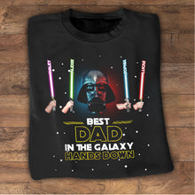 Load image into Gallery viewer, Personalized Best Dad in the Galaxy T-shirt &amp; Hoodie Gift
