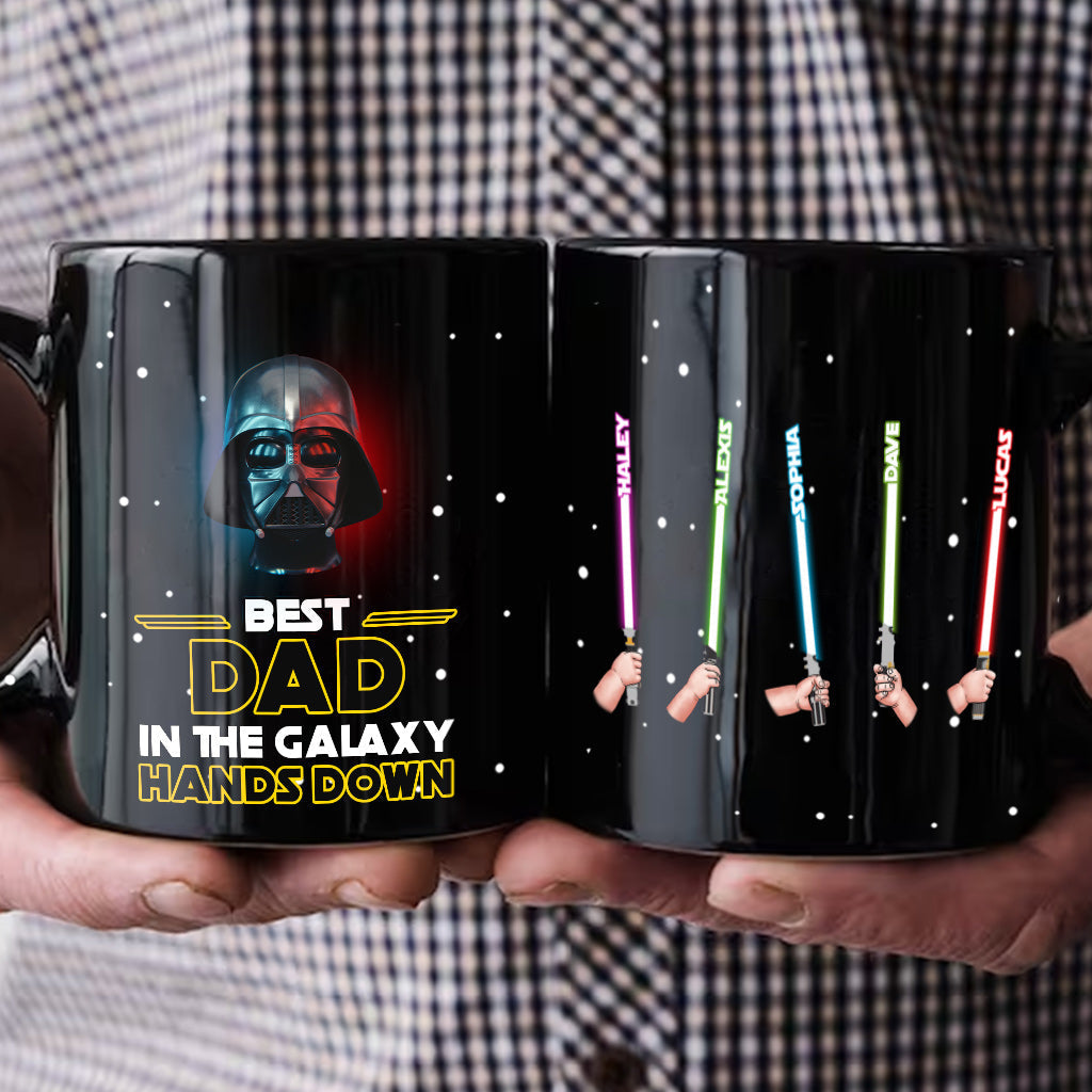 Personalized Best Dad In The Galaxy Mug Custom Names Gift