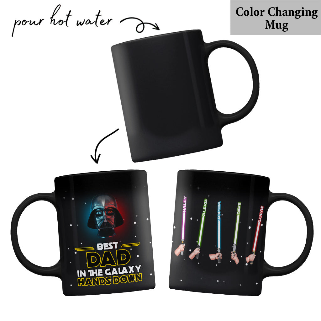 Personalized Best Dad In The Galaxy Mug Custom Names Gift