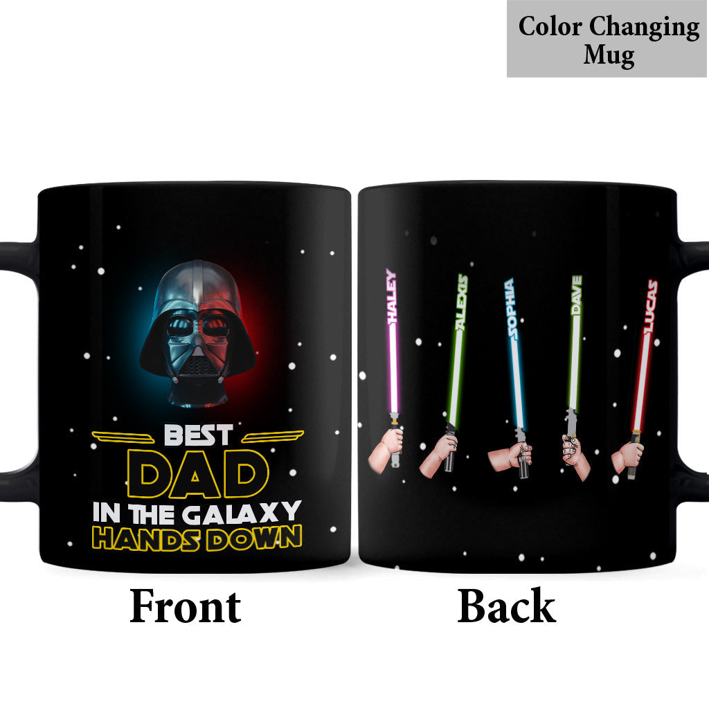 Personalized Best Dad In The Galaxy Mug Custom Names Gift