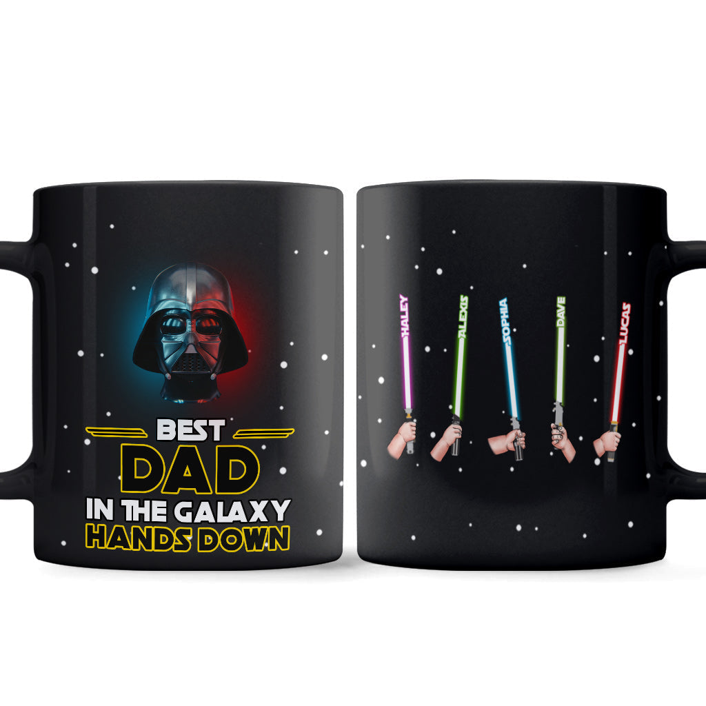 Personalized Best Dad In The Galaxy Mug Custom Names Gift