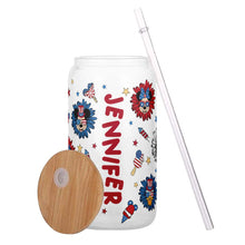 Load image into Gallery viewer, Personalized 16oz Glass Can with Straw &amp; Lid for Mom
