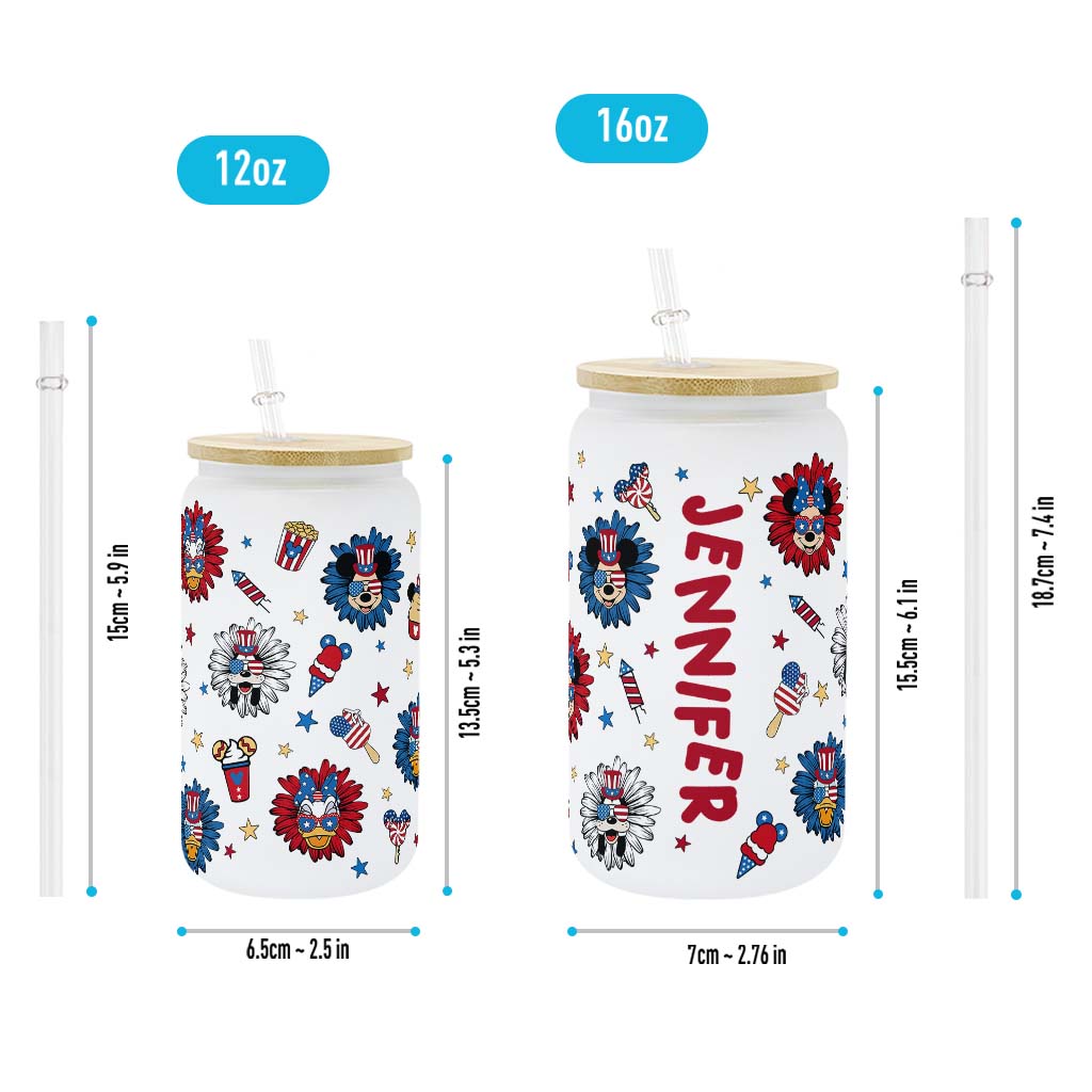 Personalized 16oz Glass Can with Straw & Lid for Mom