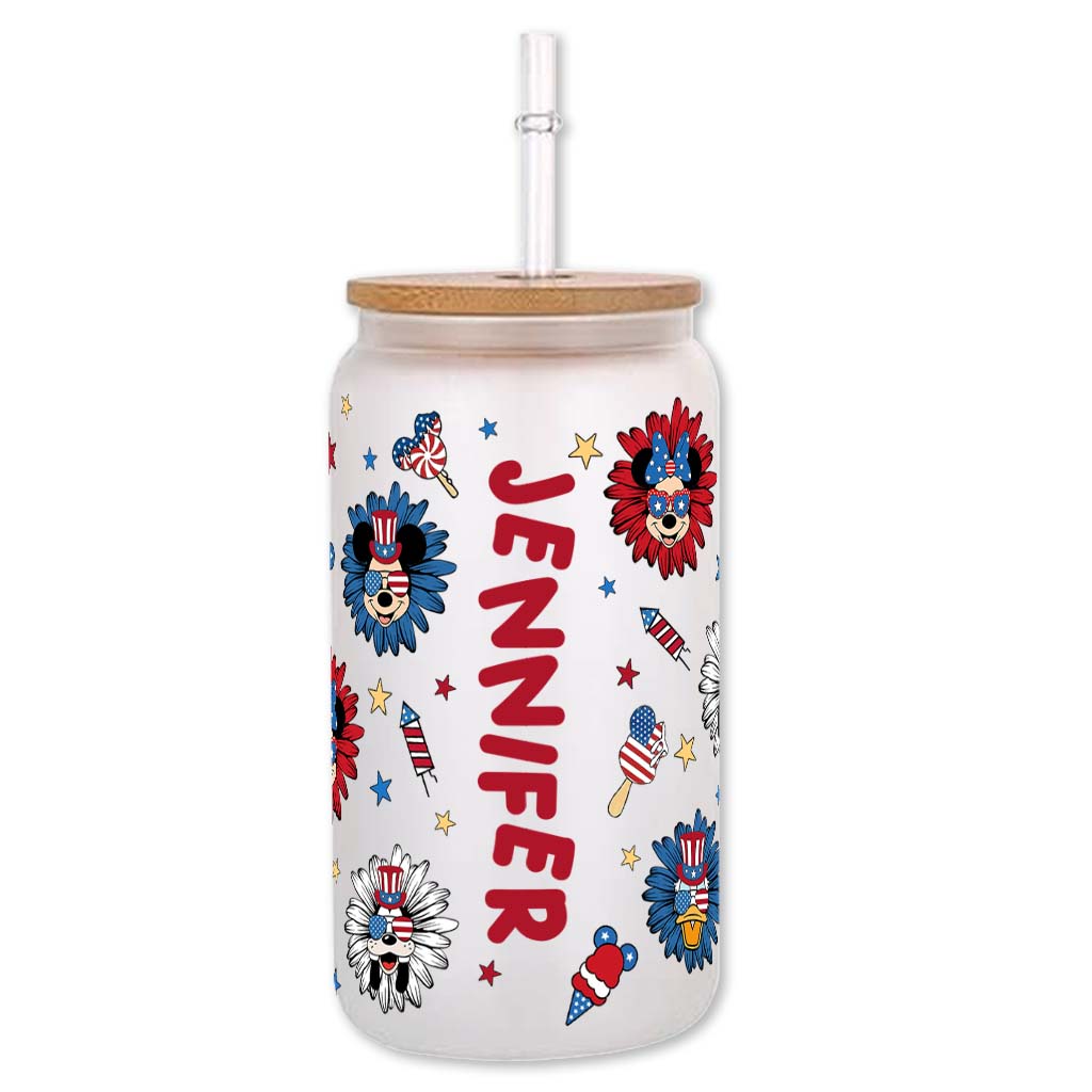 Personalized 16oz Glass Can with Straw & Lid for Mom