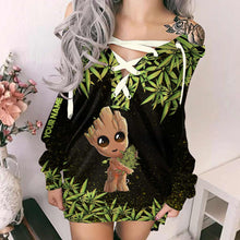Load image into Gallery viewer, Personalized Off Shoulder Dress with Cannabis Design for Women
