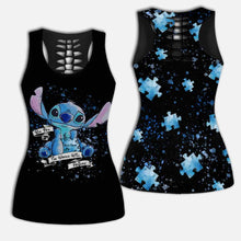 Load image into Gallery viewer, Personalized Autism Awareness Hollow Tank Top &amp; Leggings Set
