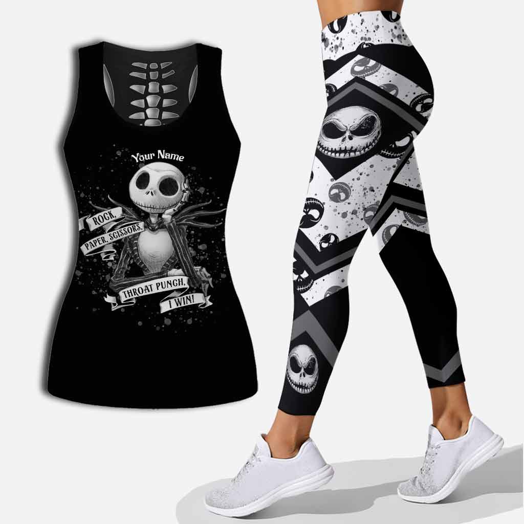 Personalized Hollow Tank Top & Leggings Set for Halloween, Custom Name Gift