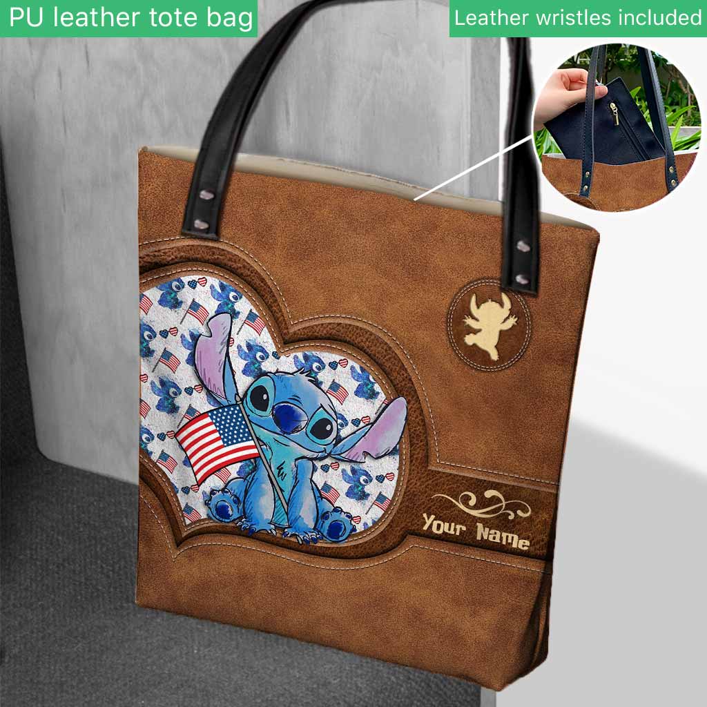 Personalized Independence Day Tote Bag with Stitch Design for Family