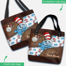 Load image into Gallery viewer, Personalized Autism Awareness Tote Bag Custom Name Gift
