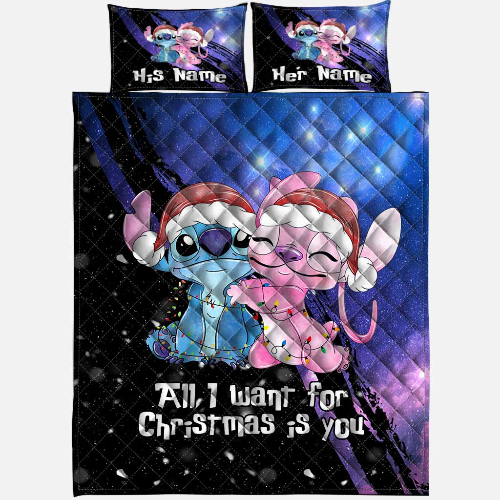 Personalized Ohana Quilt Set Christmas Gift for Couple