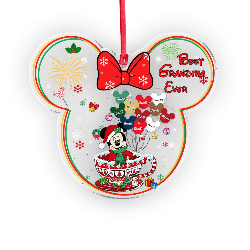 Personalized Transparent Christmas Ornament for Grandma | Custom Holiday Gift