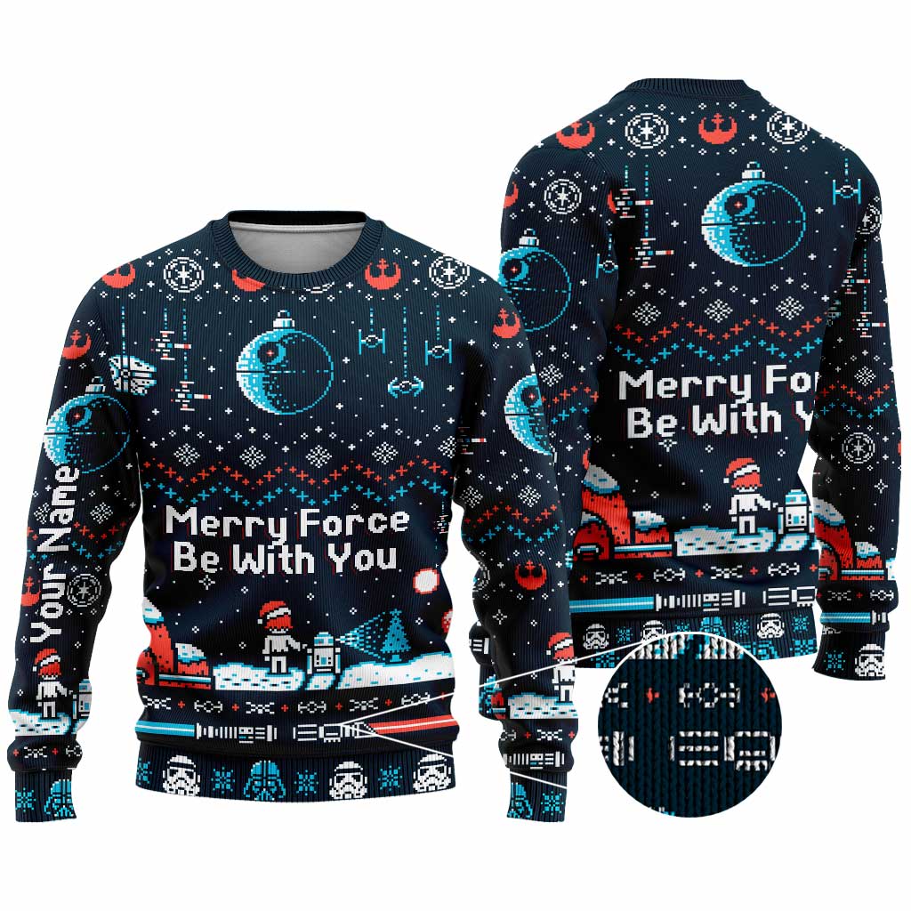 Personalized Christmas Sweater Merry Force Be With You Gift