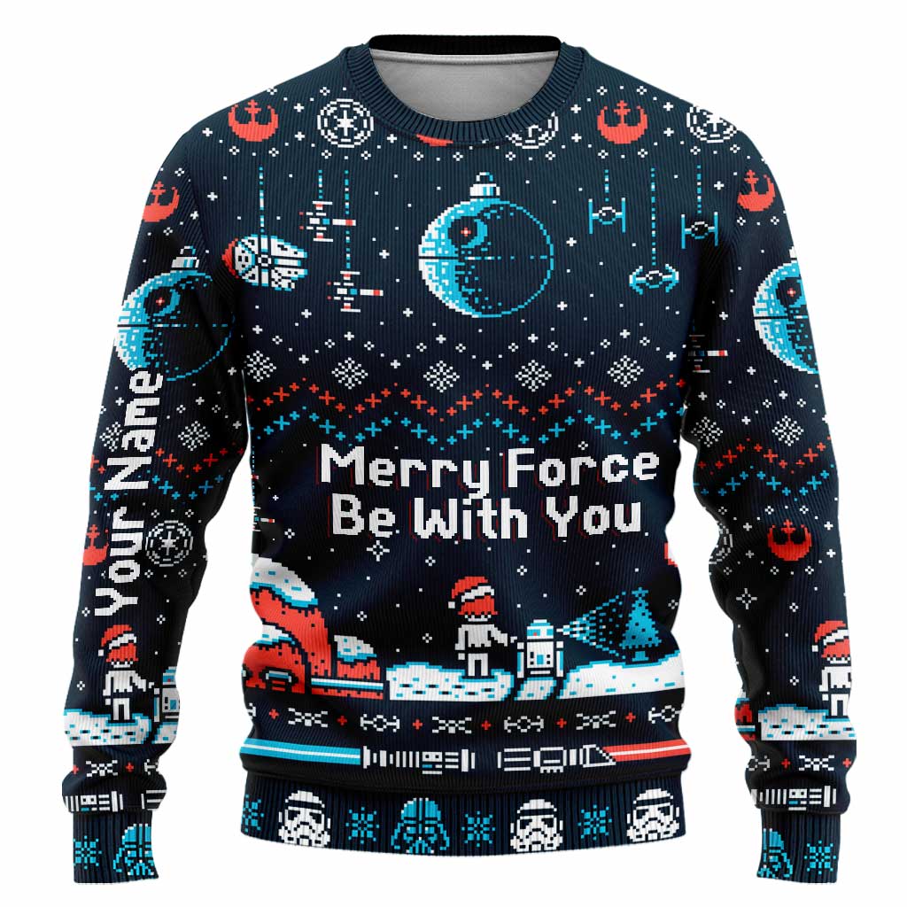 Personalized Christmas Sweater Merry Force Be With You Gift