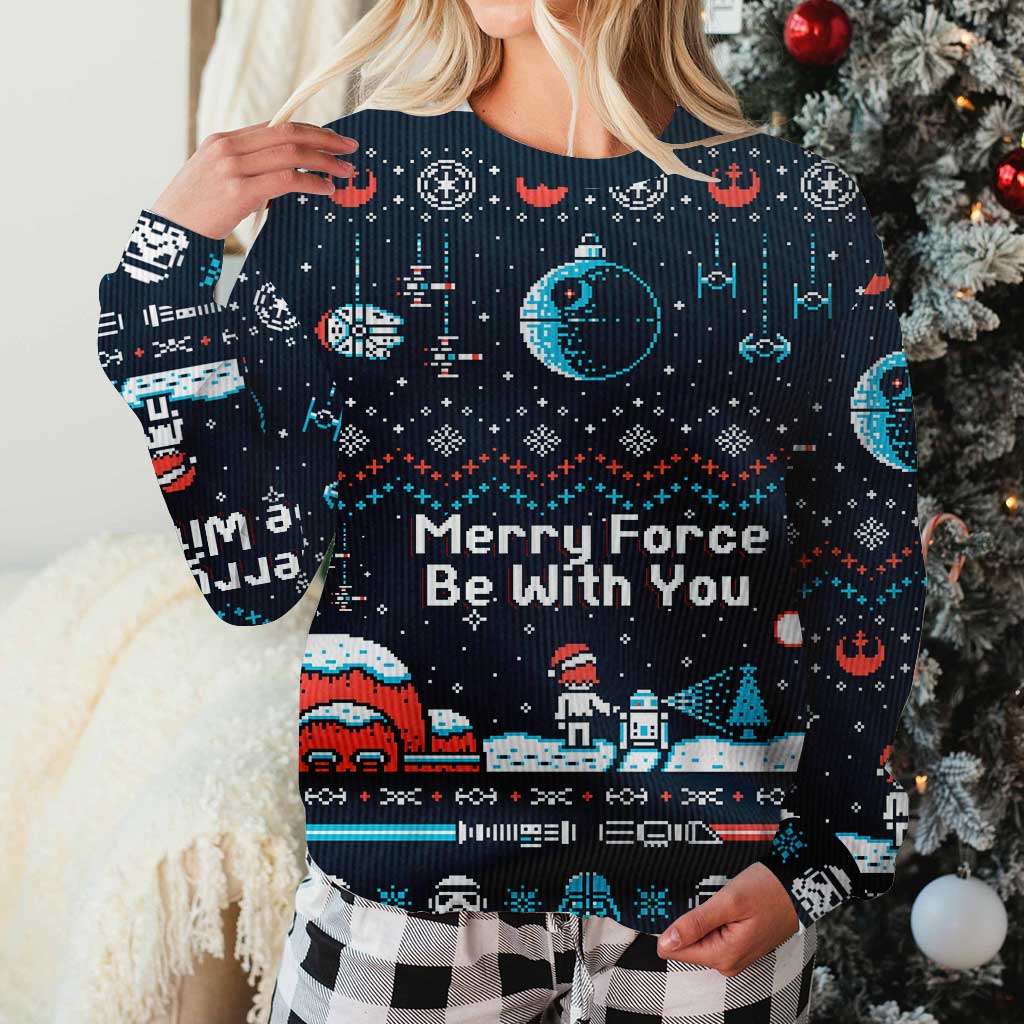 Personalized Christmas Sweater Merry Force Be With You Gift