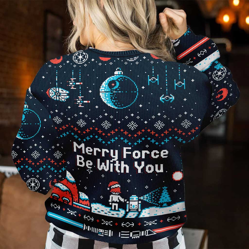Personalized Christmas Sweater Merry Force Be With You Gift