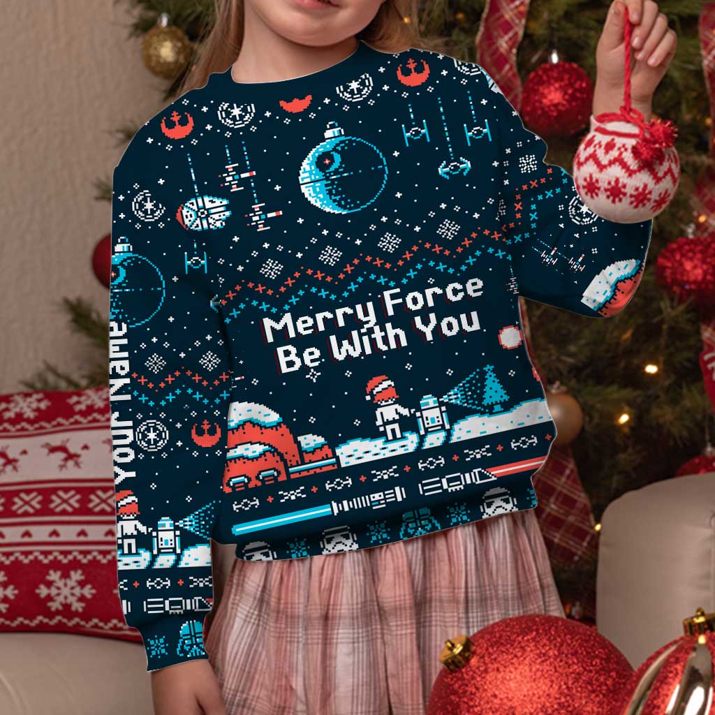 Personalized Christmas Sweater Merry Force Be With You Gift