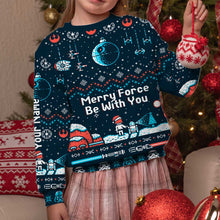 Load image into Gallery viewer, Personalized Christmas Sweater Merry Force Be With You Gift
