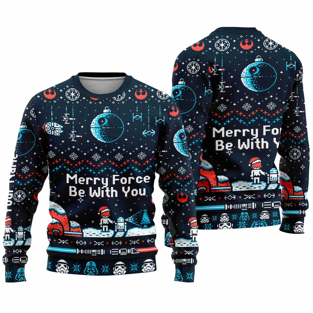 Personalized Christmas Sweater Merry Force Be With You Gift