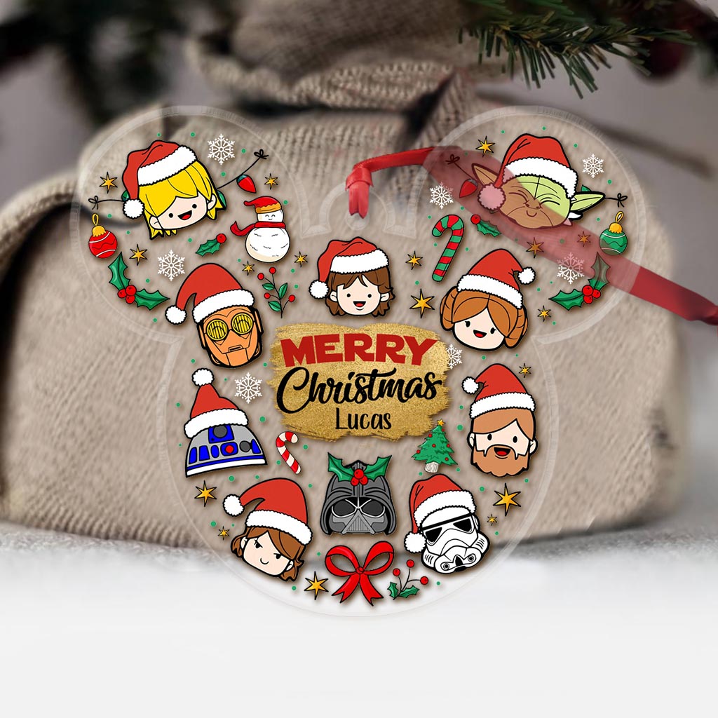 Personalized Acrylic Christmas Ornament with Star Wars Theme | Custom Name Gift