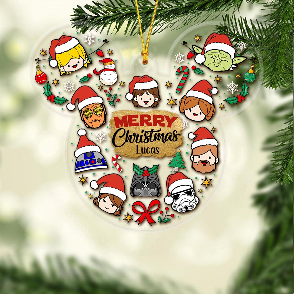 Personalized Acrylic Christmas Ornament with Star Wars Theme | Custom Name Gift