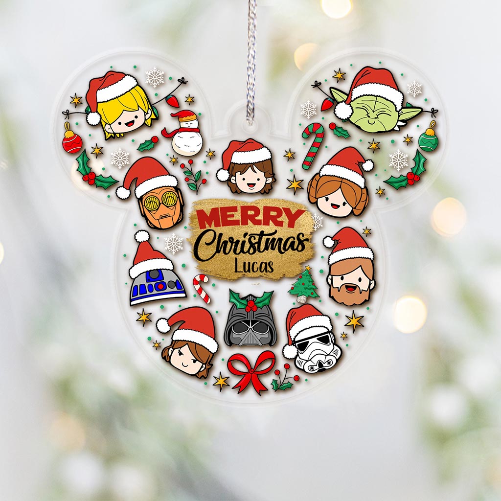 Personalized Acrylic Christmas Ornament with Star Wars Theme | Custom Name Gift