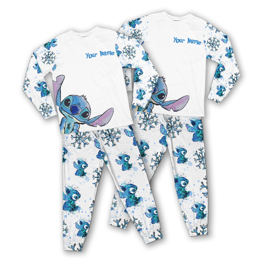 Personalized Christmas Pajama Set with Stitch Design for Family