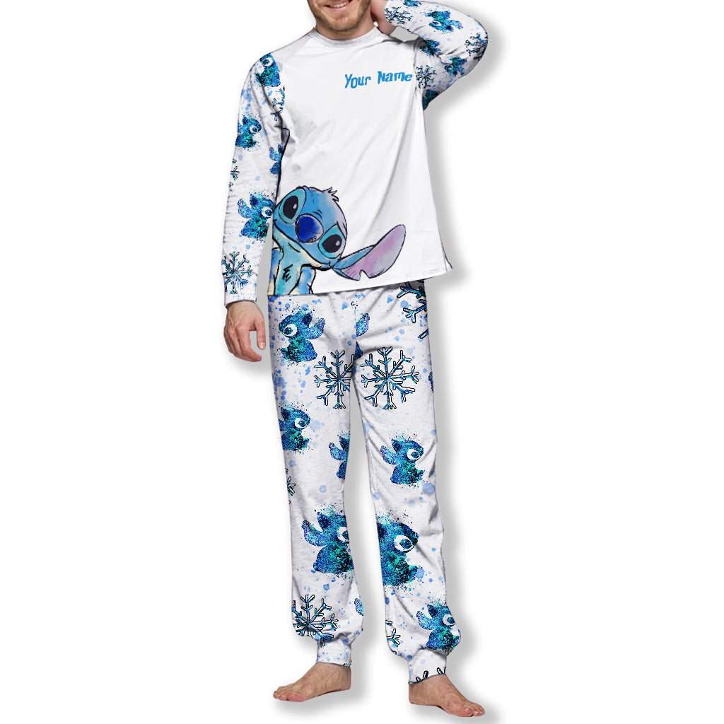 Personalized Christmas Pajama Set with Stitch Design for Family